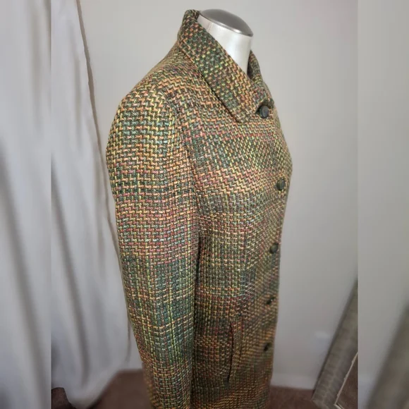 Requirements Multicolor Tweed Trench Coat Sz 8 - Picture 4 of 16